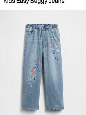 GAP Light Blue Baggy Jeans with Multi-Color Paint Splatter